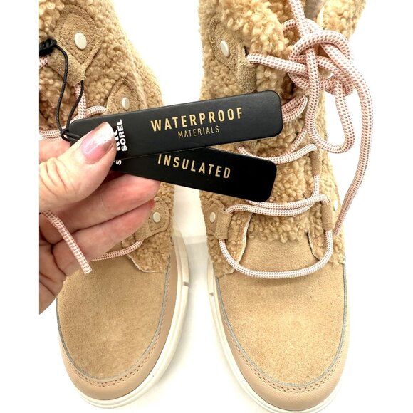 Sorel Womens  8.5 Waterproof Insulated Suede & Sherpa Boots Beige NWT - Picture 3 of 8